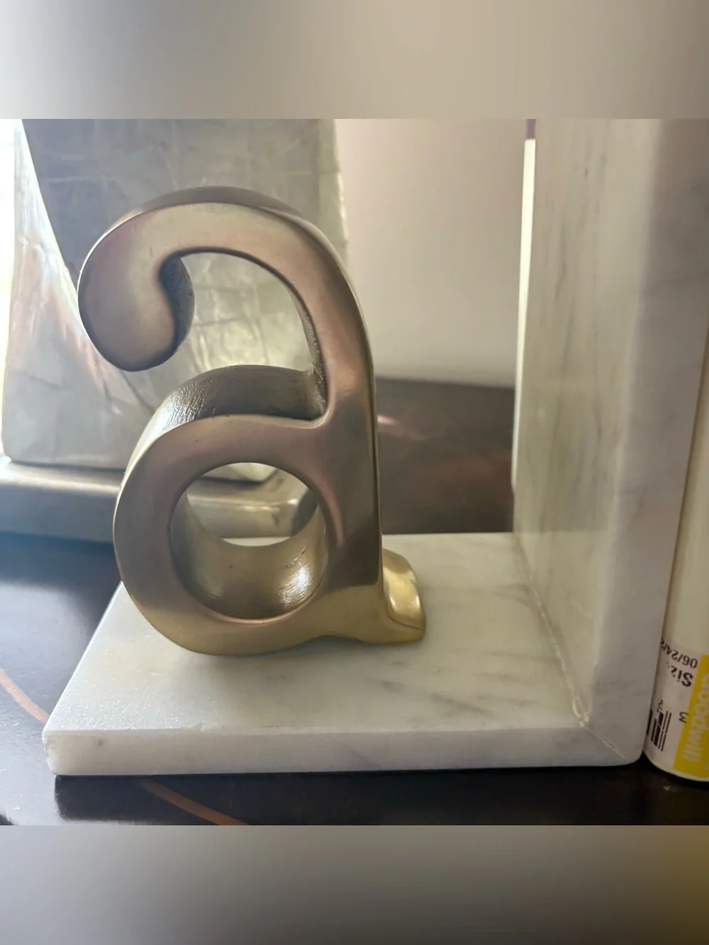 Brass and White Marble Bookends - Classic Home Accents